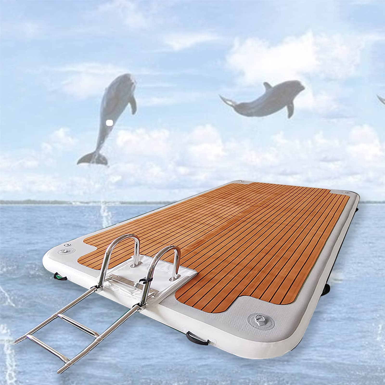 Dock Inflatable Non-Towable Floating Water Mat Swimming Platform Lounge Dock Portable Island Deck Pad for Boats