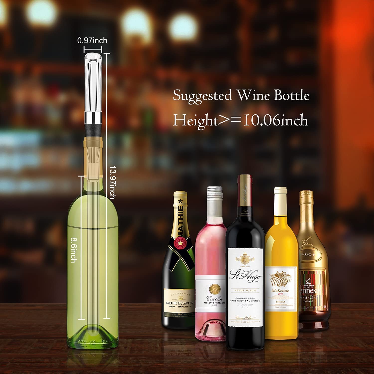 Wine Chiller Stick, Bullet-Shaped Pourer Spout, Aerator & Cooler — Amazon image 4
