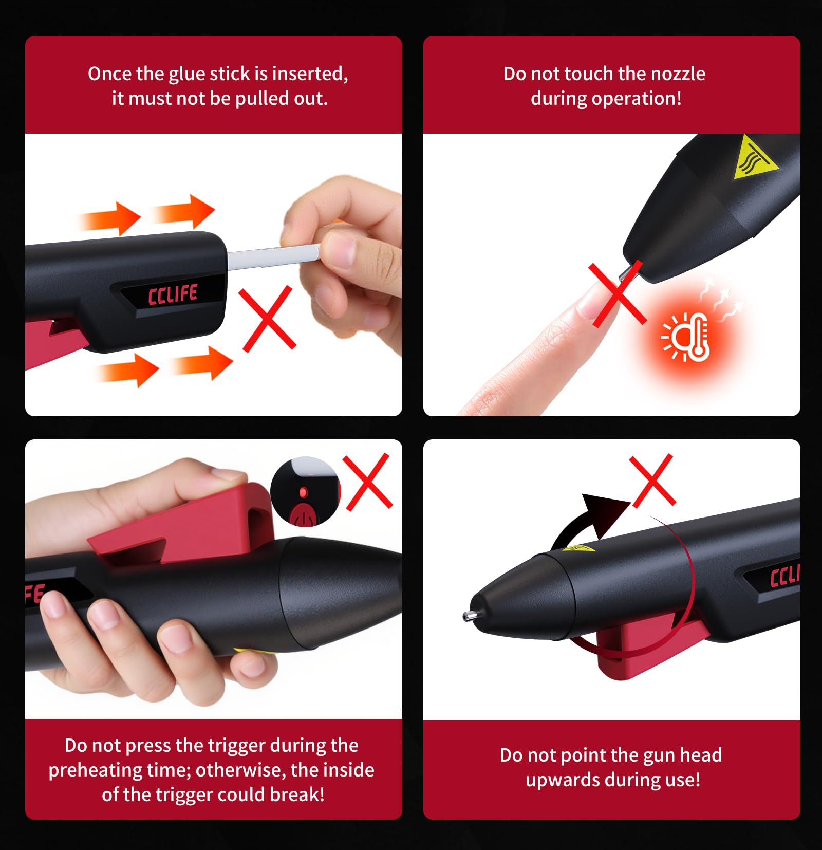 CCLIFE Pistola per colla a caldo a batteria, 7,2 mm, 30 bastoncini di colla