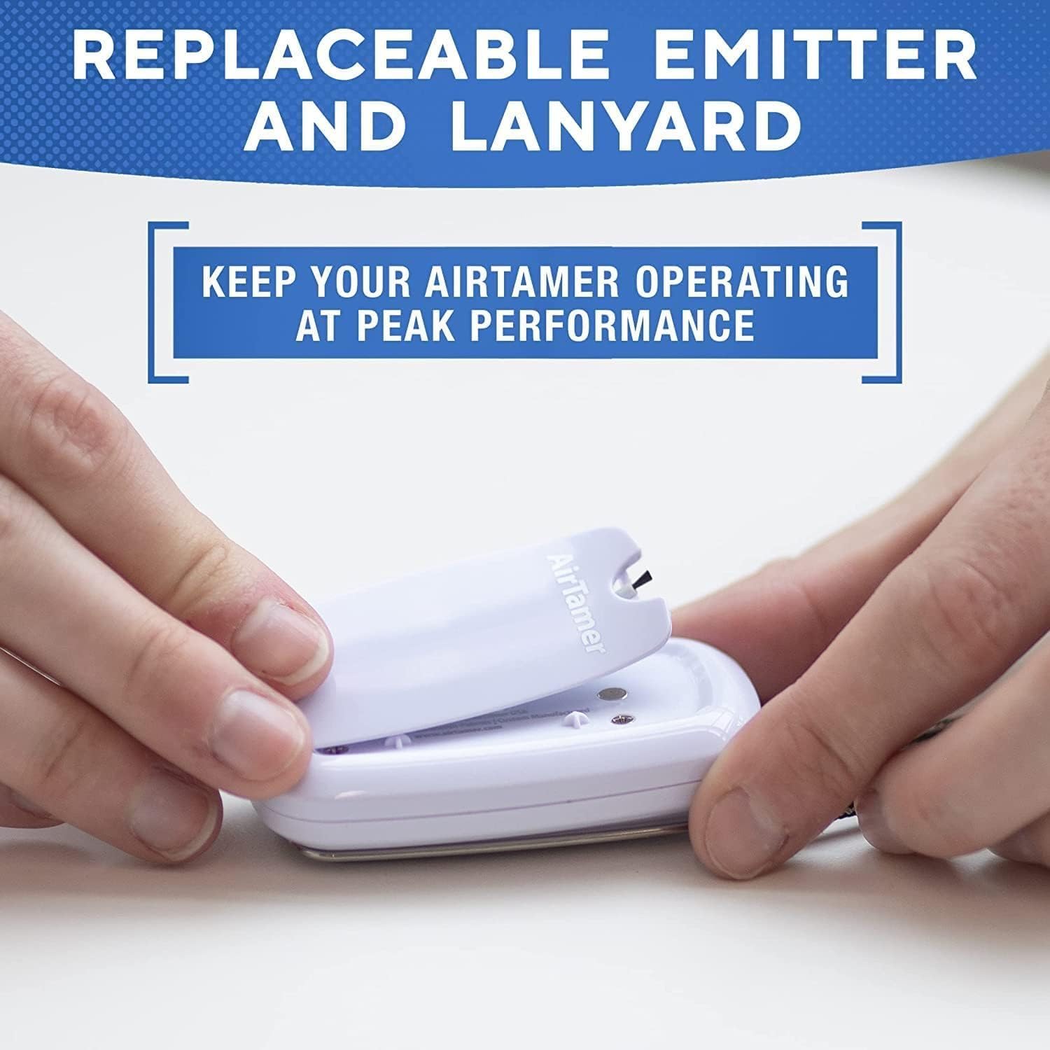 AirTamer A315W - Purificador de Aire Recargable - Generador de Iones Negativos - Contra Gérmenes y Alérgenos - Con Estuche de Viaje de Cuero - Blanco