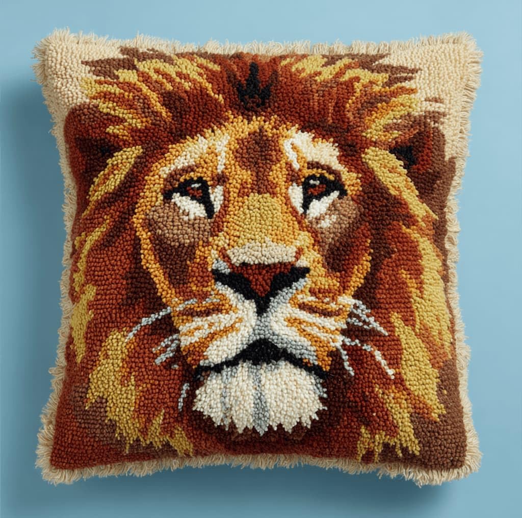 Kitquiver Latch Hook Kits Donkey for Adults,Lion DIY Latch Hook Cushion Kits and Latch Rug Kits Cross-Stitch Embroidery Cushion Cover for Home Sofa Decoration 17X17 in