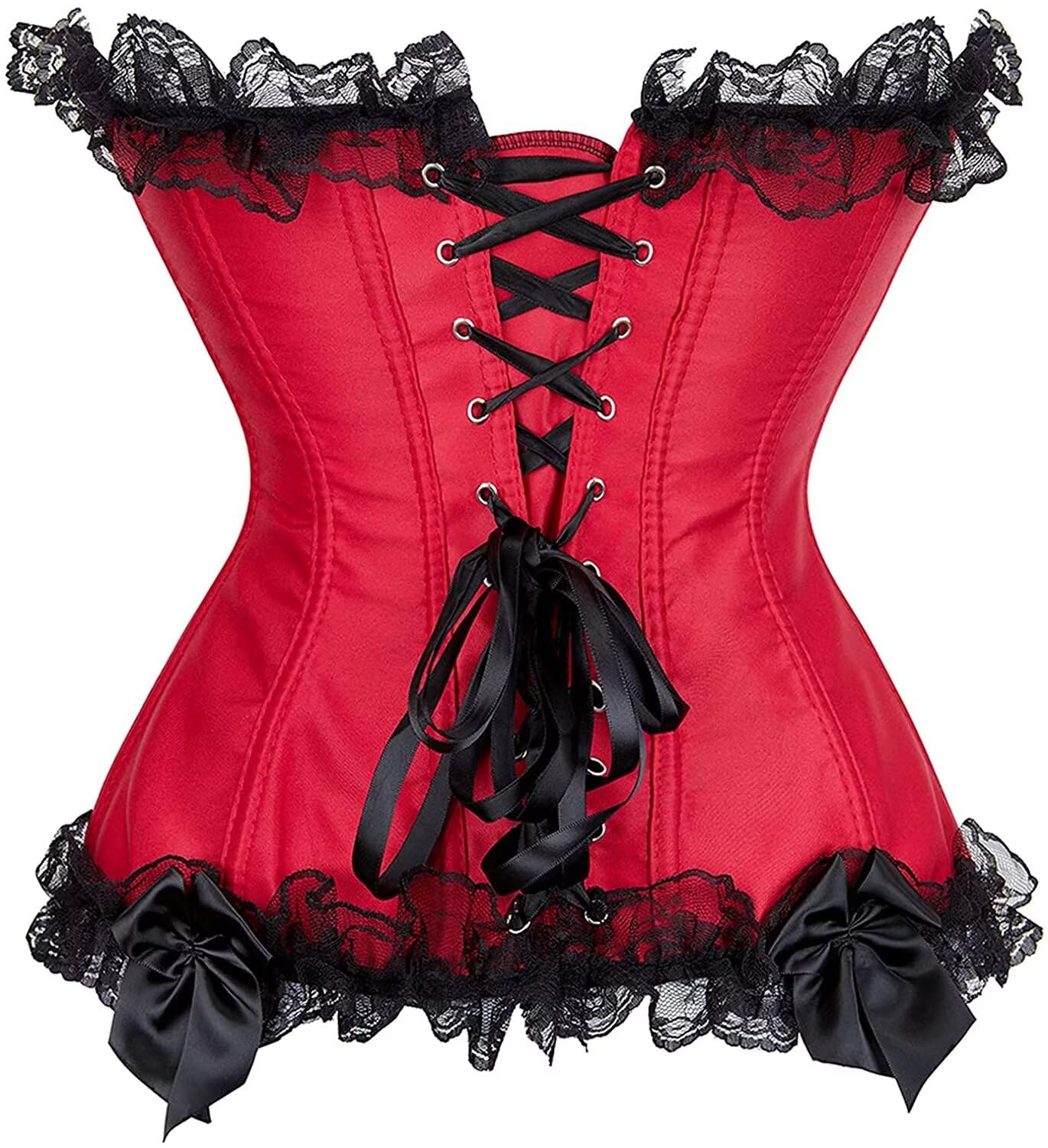 Josamogre Corset Femme Bustier Jupe Robe Dress Sexy Dentelle Floral Guêpière Lingerie Grande Taille Medieval Vert