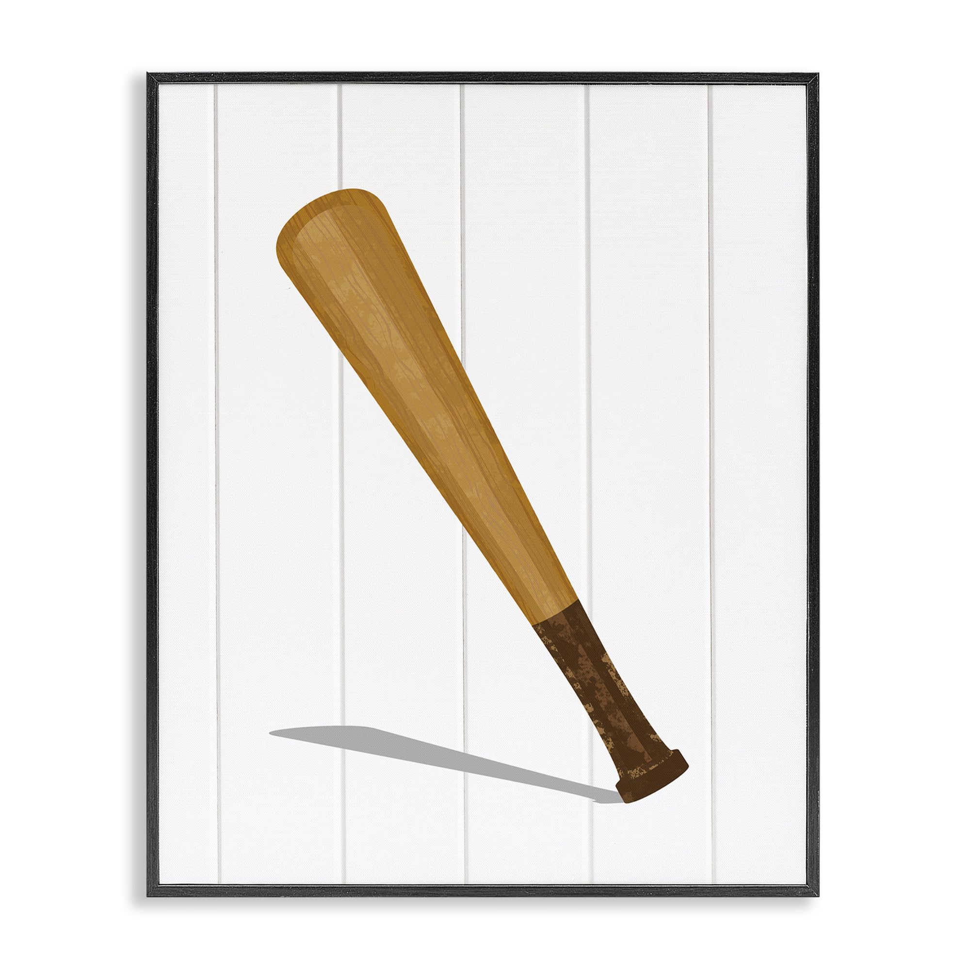 Stupell Industries Sporty Baseball Bat Black Framed Giclee Art, design by Christine Simpson Art, 20 x 16