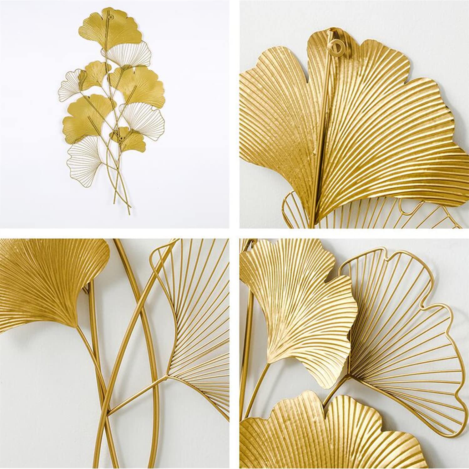 LOGOFUN Cornice Portafoto In Metallo Con Foglie Di Ginkgo | Vintage Oro Per Casa E Ufficio