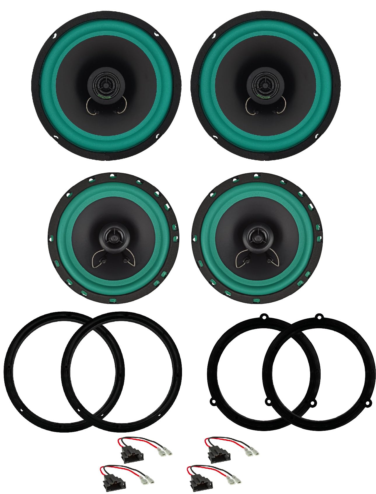 IPNOSIS Kit de 4 enceintes avant et arrière IP-01200 de 20 cm + IPM 165S de 16,5 cm pour Audi A4 B8, Avant, B8 Allroad (2009-2015) + 4 supports + 4 connecteurs