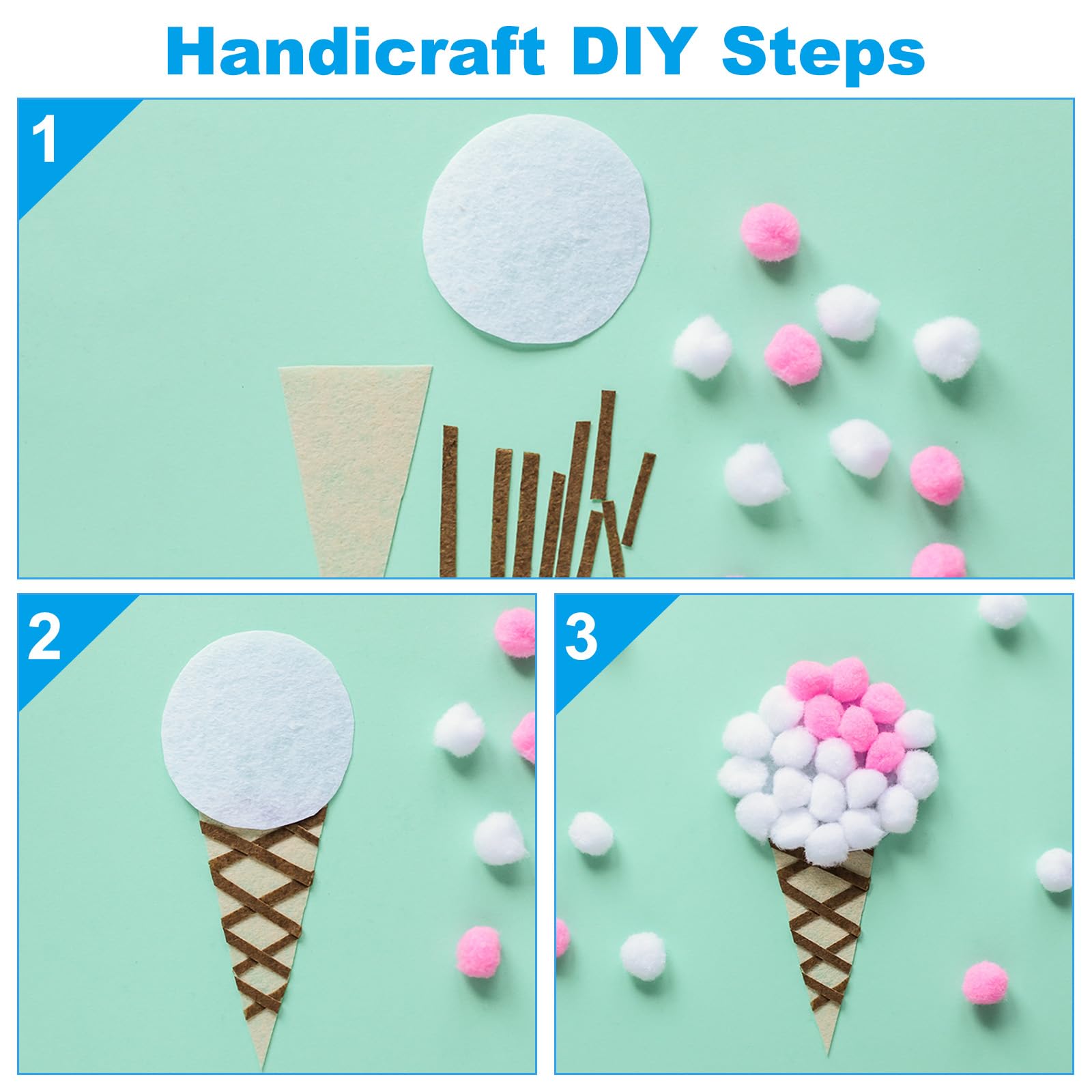 Artisanat, 260 Pièces De Boules De Pompons Pastel Duveteux