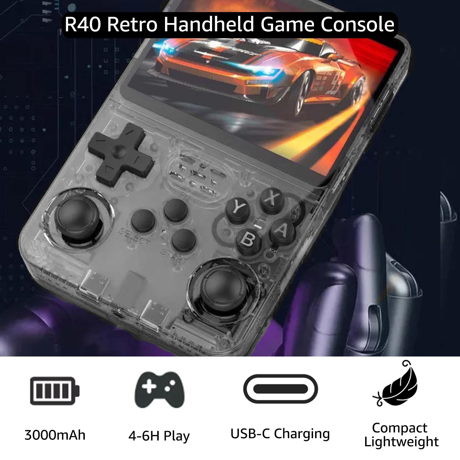 Consola Portátil R40XX 128GB – Juegos Retro Con Pantalla 4.2” Y Modo 2 Jugadores