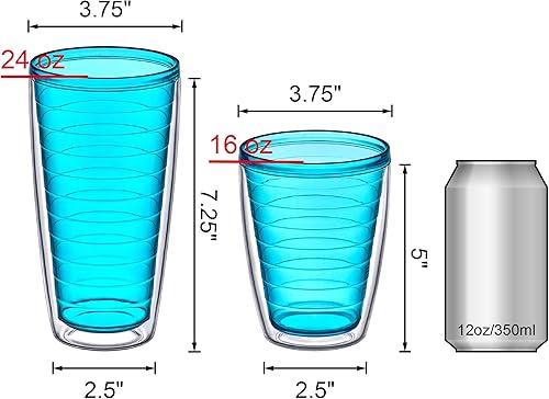 Miniatura 4 de Amazing Abby - Alaska - Vasos de plástico aislados de 16 onzas y 24 onzas (juego de 6), vasos de plástico de doble pared, vasos de plástico