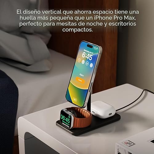 Miniatura 3 de Twelve South HiRise 3 Deluxe - Soporte de carga inalámbrico Magsafe compacto de lujo para iPhone, AirPods y Apple Watch, incluye fuente de