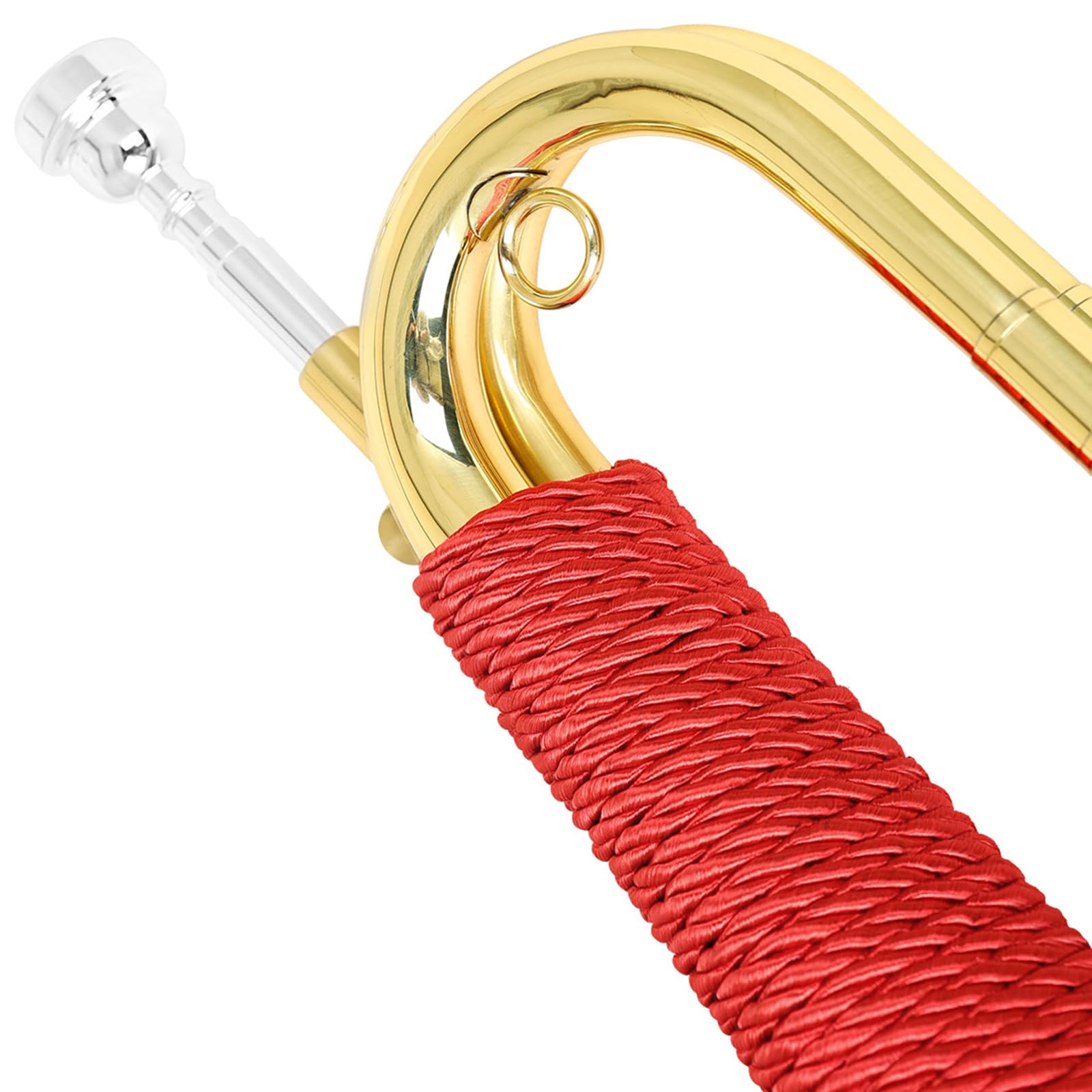 Trompeta de metal para militares, portátil, instrumento de latón para orquestas militares, bandas escolares, corneta con mango de marco rojo
