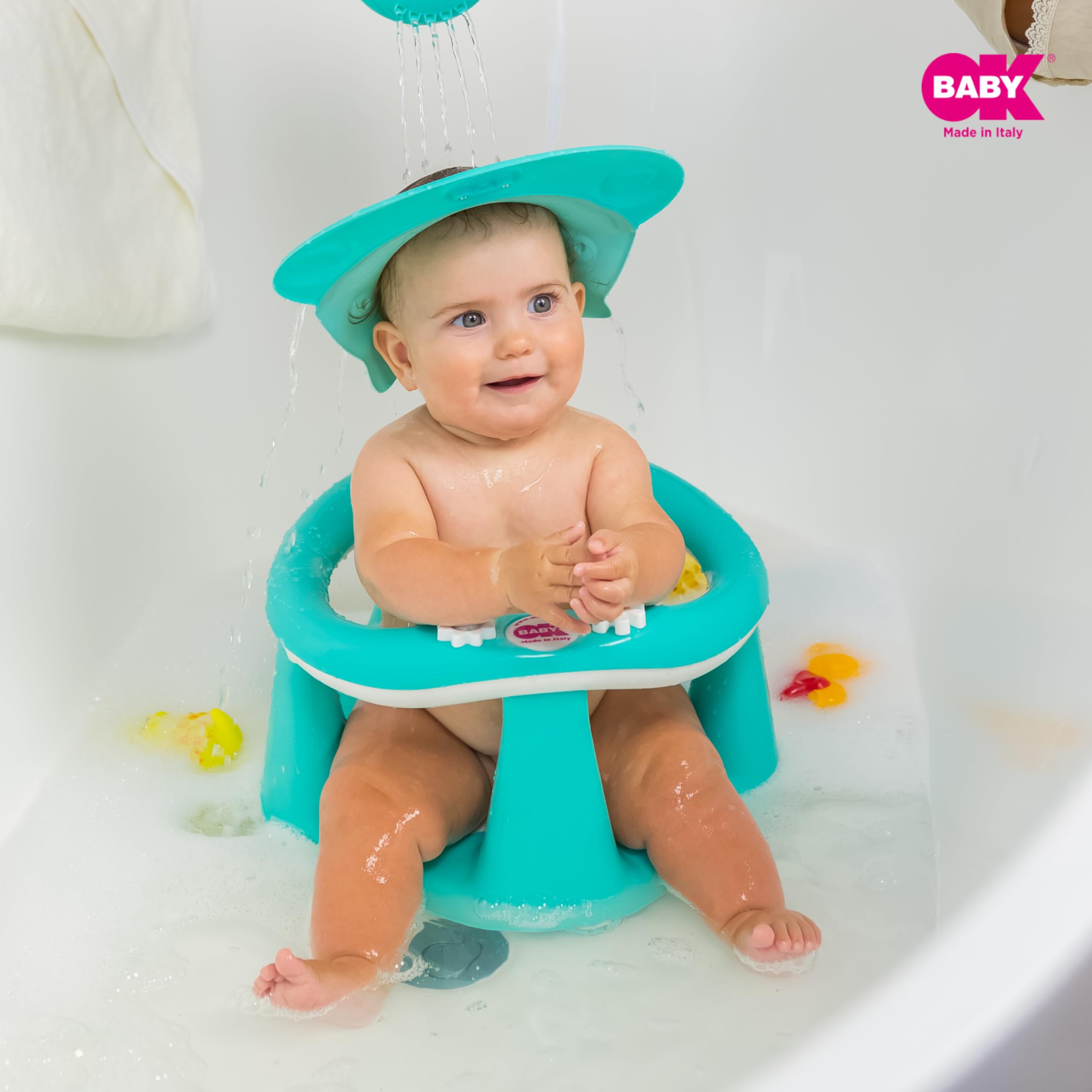 OKBABY Hippo Visiera Proteggi Occhi, Cappello da Doccia per il Bagnetto del Bambino, 8-36 Mesi, Verde