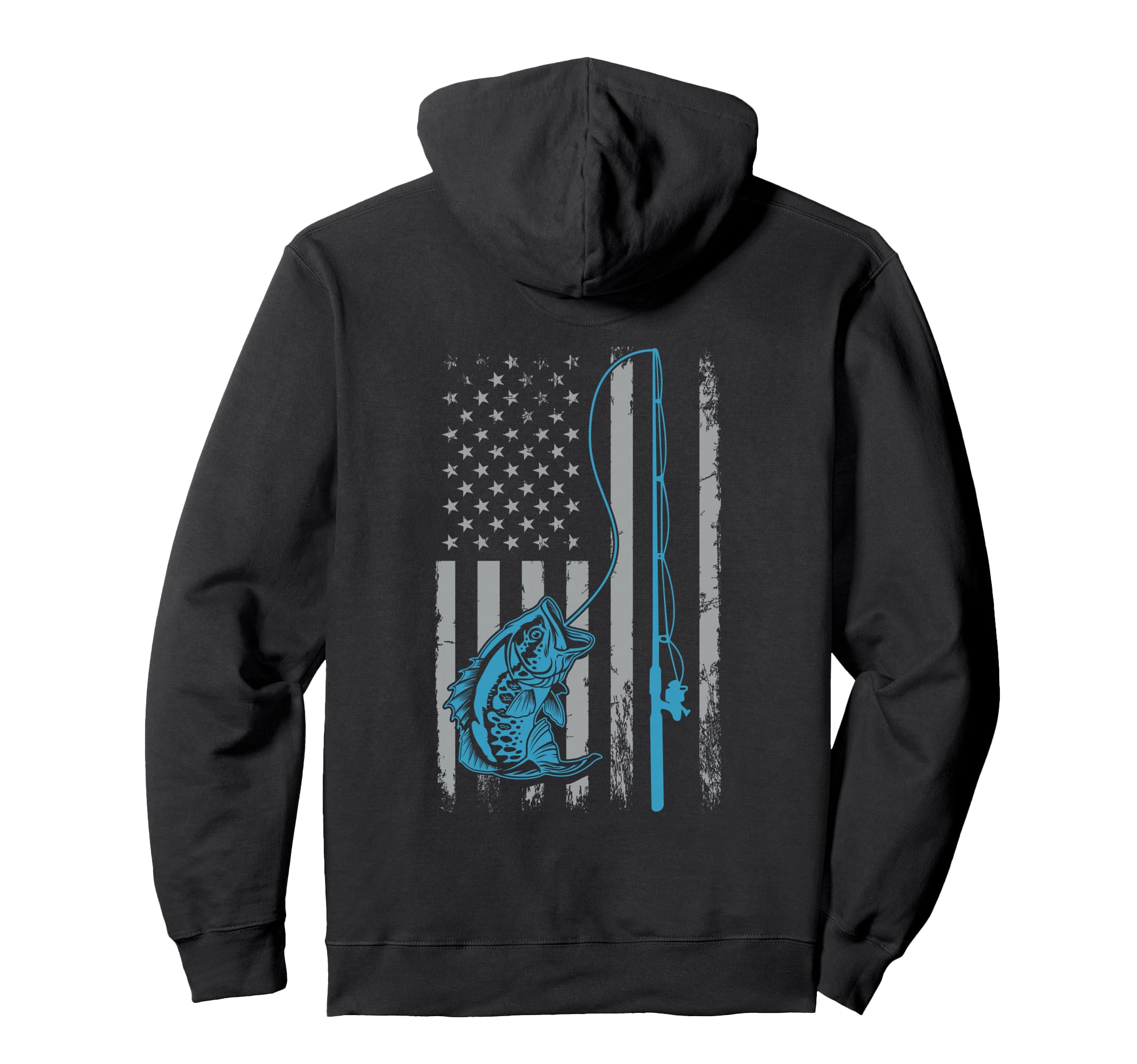 American Flag Fishing Rod Bass Fishing Vintage Fisherman Pullover Hoodie