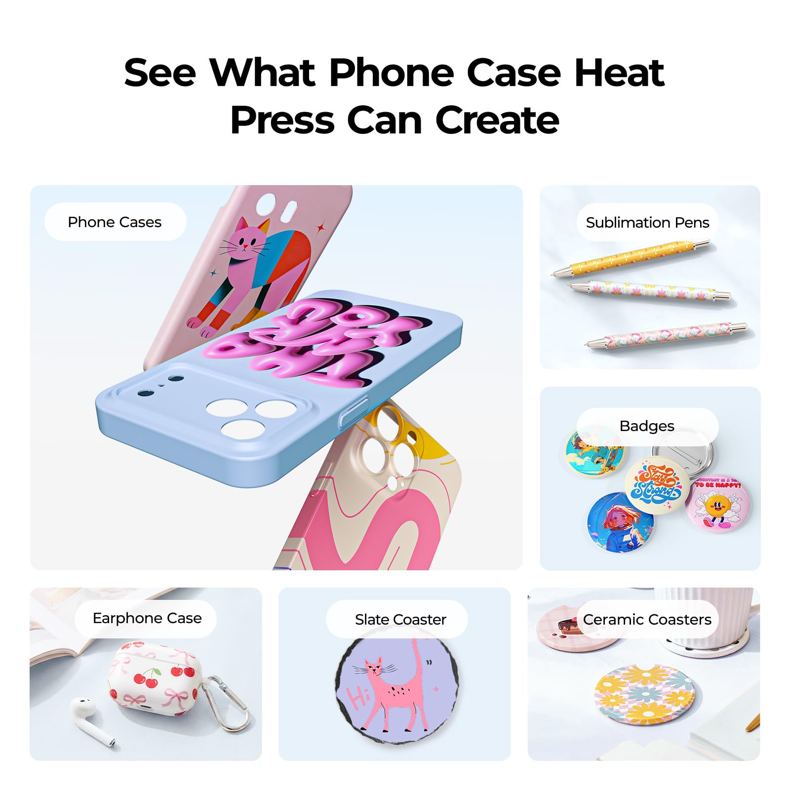 HTVRONT Macchina di pressatura termica per cover del telefono cellulare, pressa a caldo sottovuoto per custodie del telefono cellulare, stampa a sublimazione per cover del telefono cellulare, badge