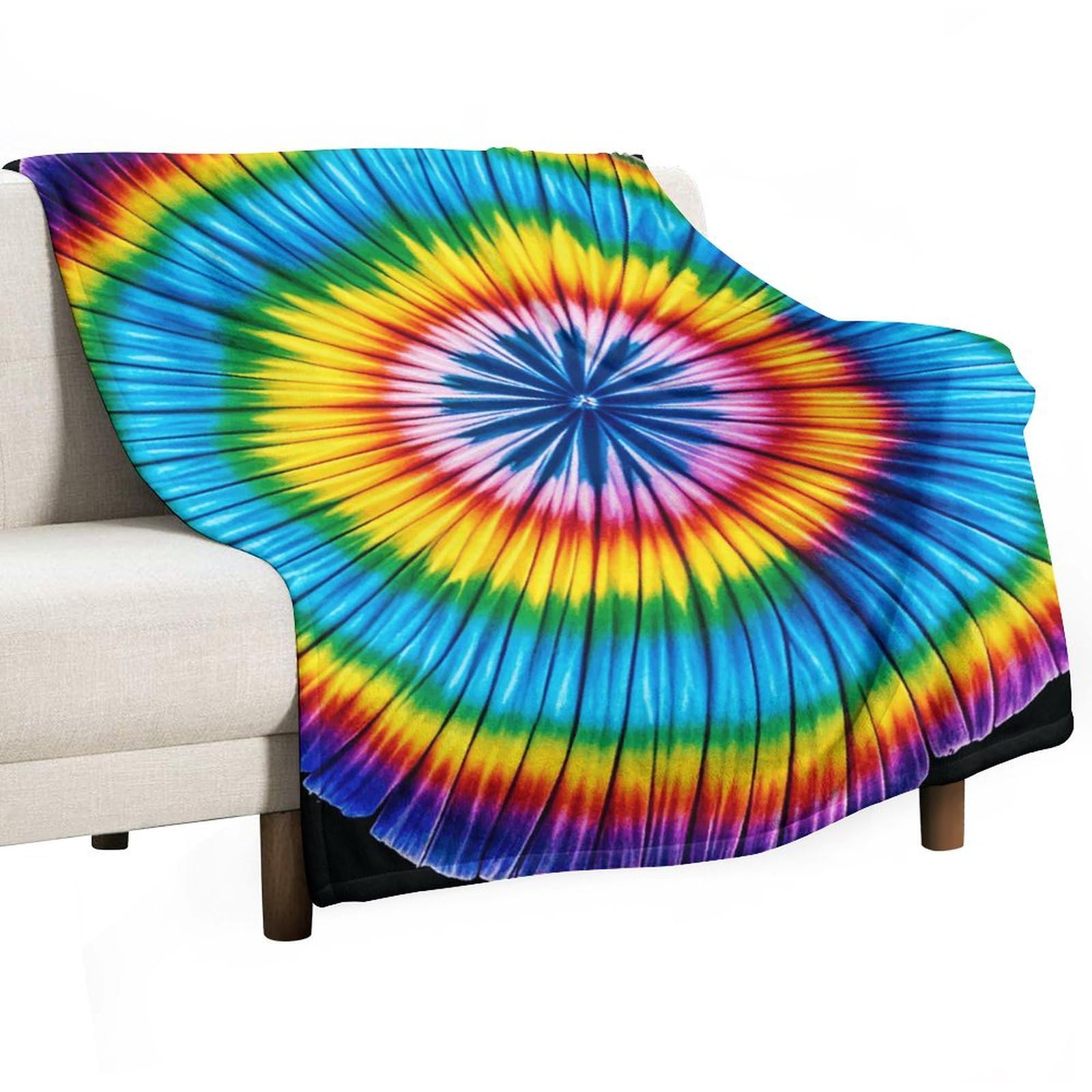 Couverture en flanelle idéale pour le lit et le canapé style tie dye hippie chaleureux