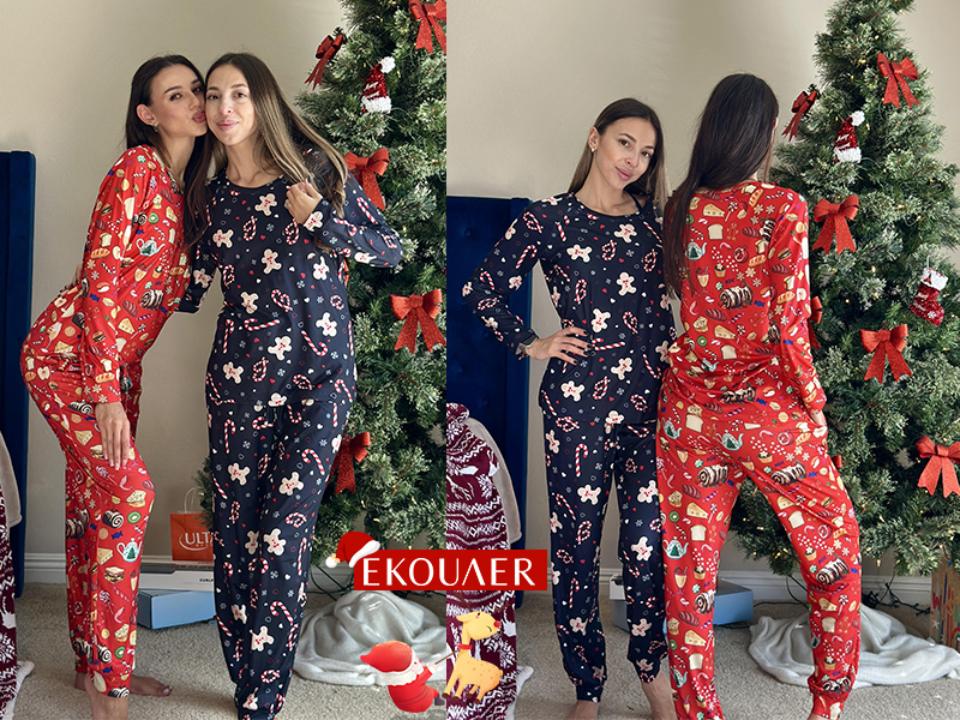 Janisramone 2-teiliges Damen-Pyjama-Set, Langärmelig