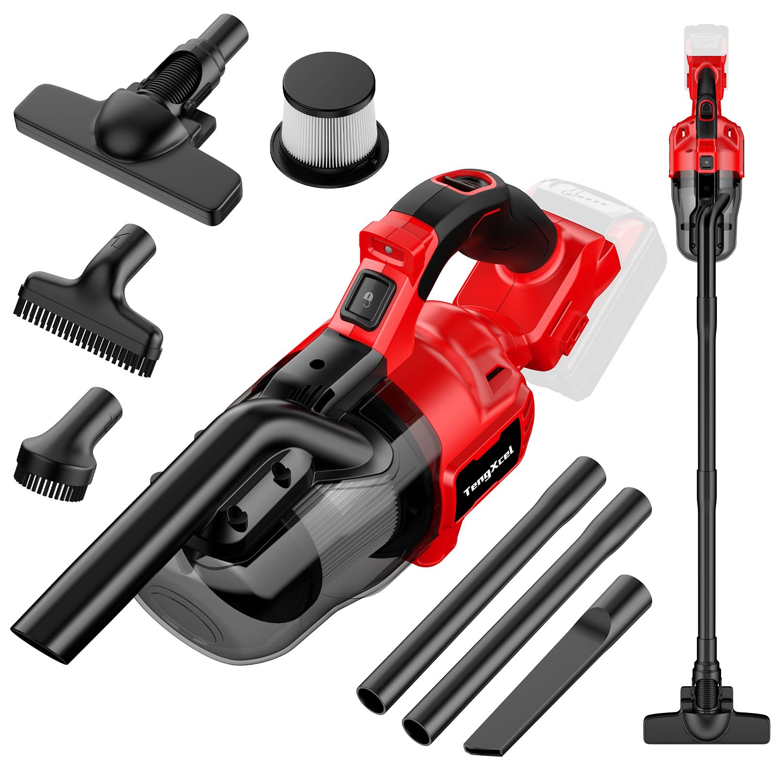 TengXcel Cordless Vacuum Cleaner for Milwaukee 18V Battery, Portable Hand Vacuum for Home Car Hardwood Floor Carpet, Electric Vacuum Clean with Washable HEPA Filter(No Battery)