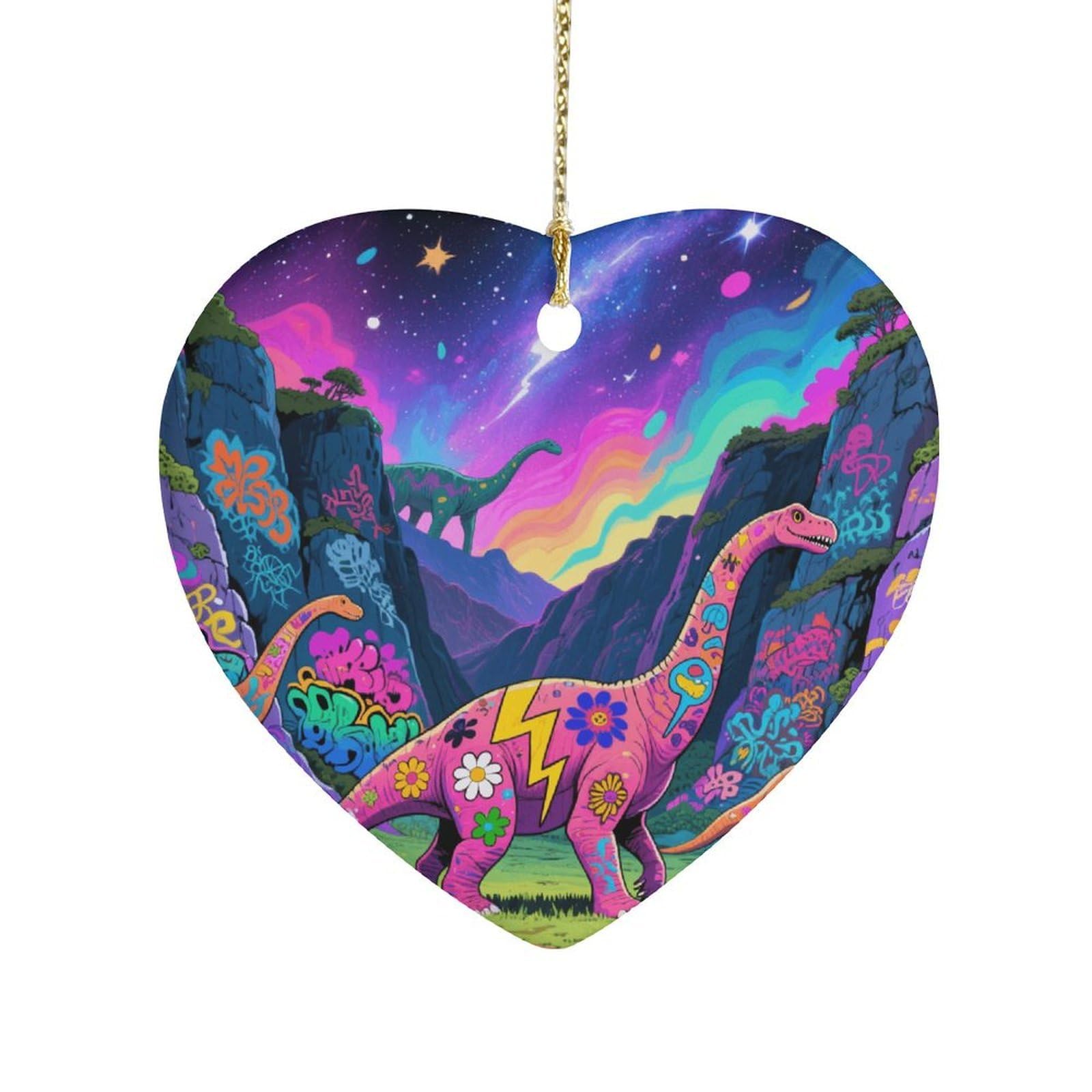 Fekiloot Style Graffiti Dinosaur Ceramic Ornament Home Decor Keepsake