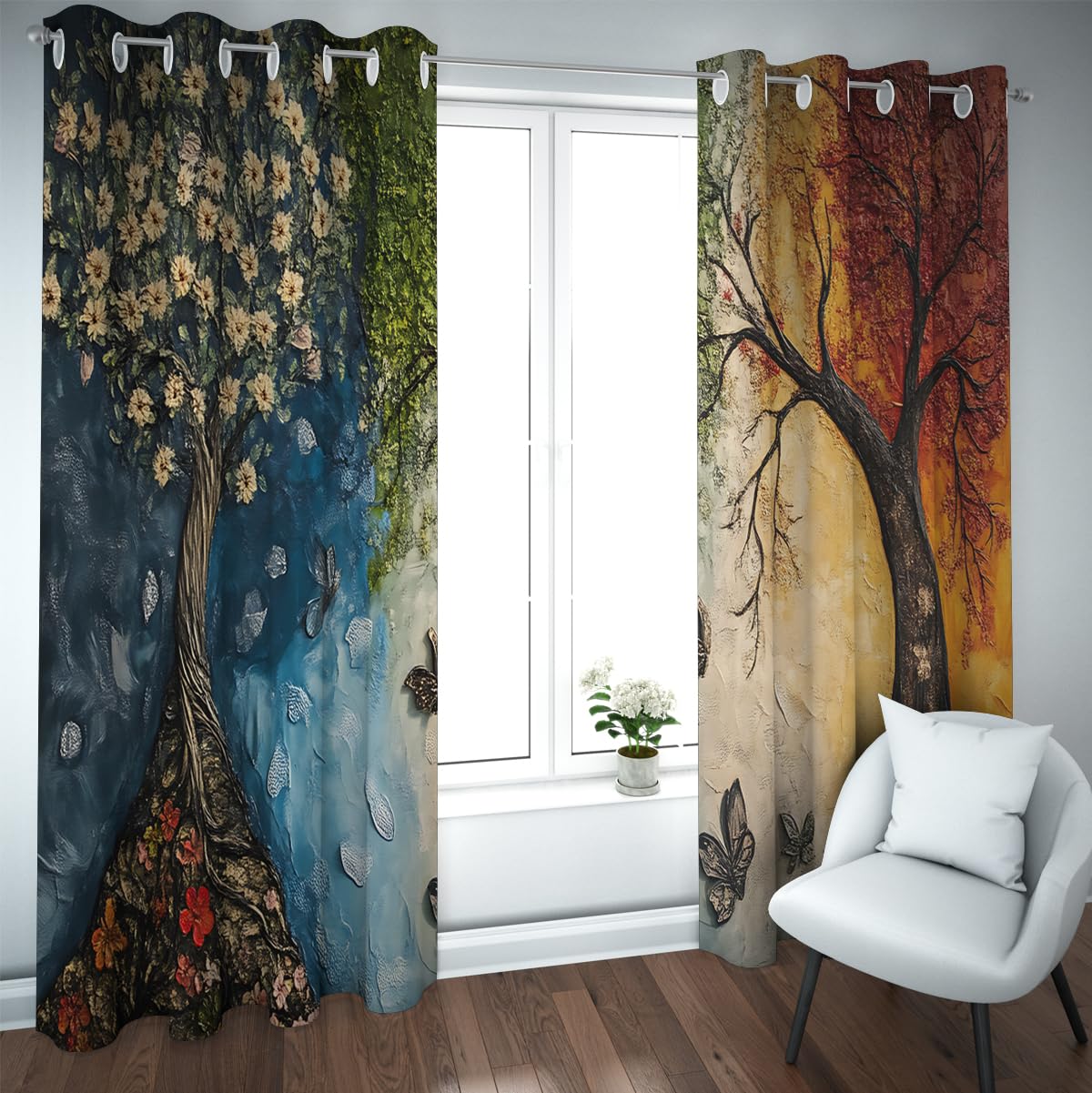 Rideaux occultants thermiques Tree of Life pour assombrir la chambre et bloquer la lumière
