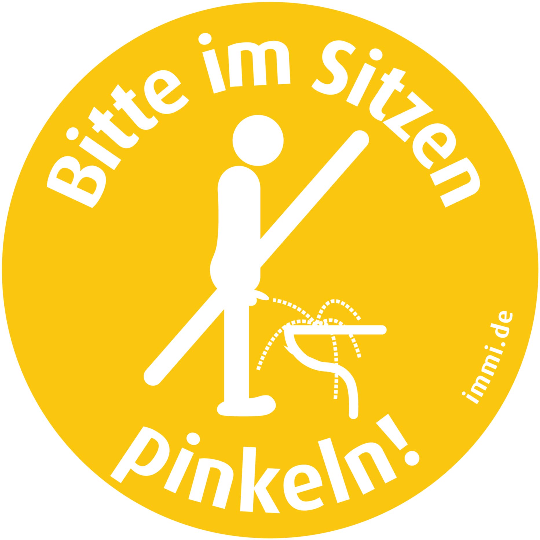 immi 10 St. Kleiner Dezenter Bitte im Sitzen pinkeln Aufkleber 45mm, wieder abl.