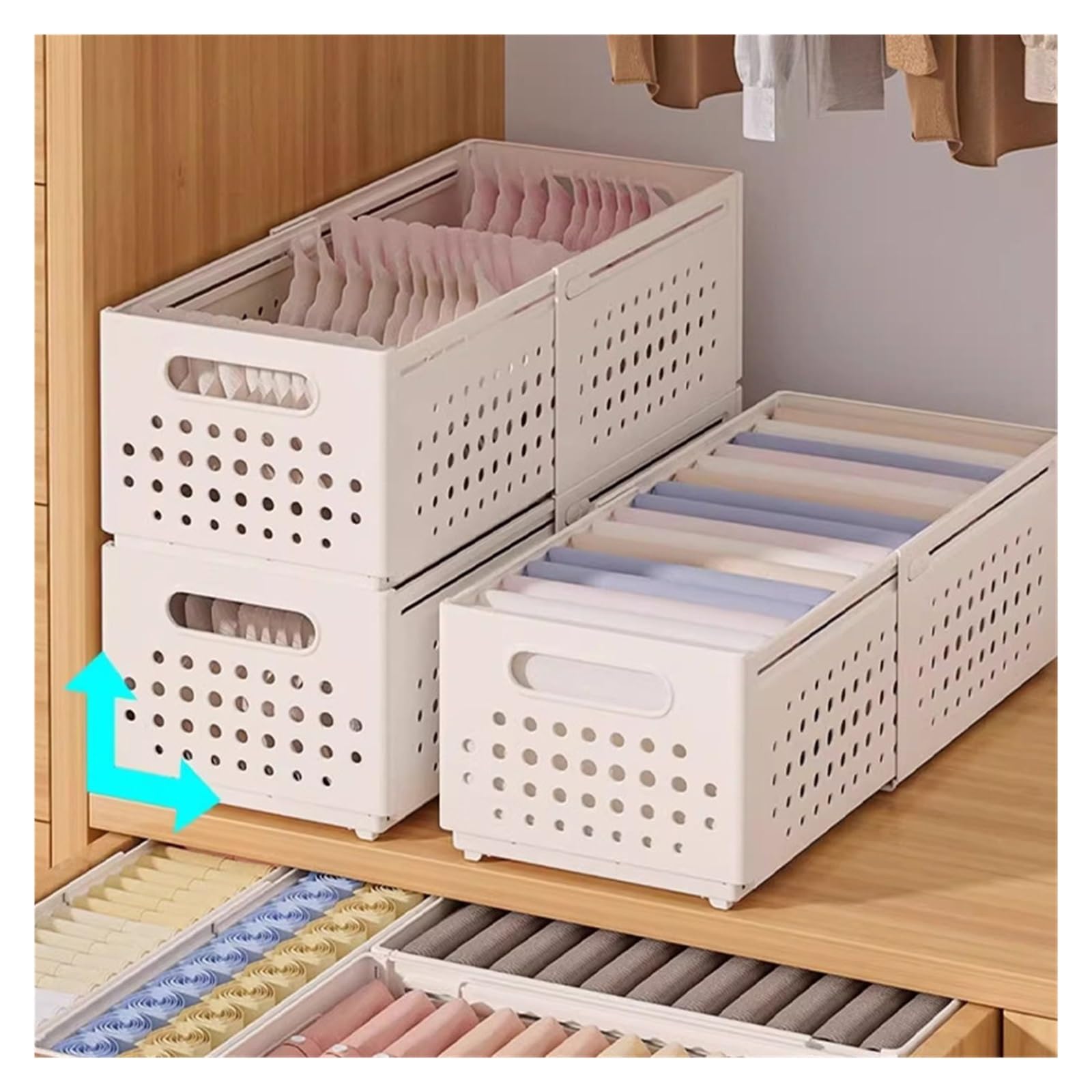 Generico Organizzatore for cassetti retrattili Lunghezza regolabile Armadietto da cucina impilabile Ordinamento for