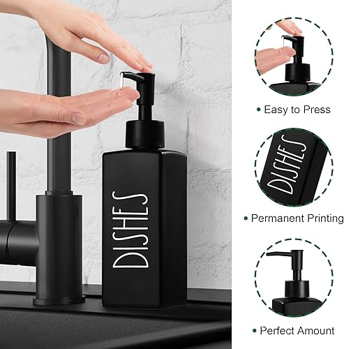 Miniatura 3 de Dispensador de jabón para platos, dispensador de jabón negro mate para cocina, dispensador de platos de vidrio con bomba, dispensador de botellas de