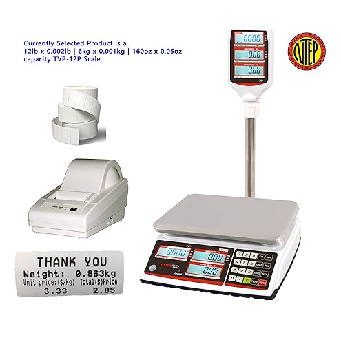 Miniatura 3 de VisionTechShop TVP-12P - Báscula de computación de precios con pantalla de poste librosonzas capacidad de 12 libras legibilidad de 0002 libras NTEP