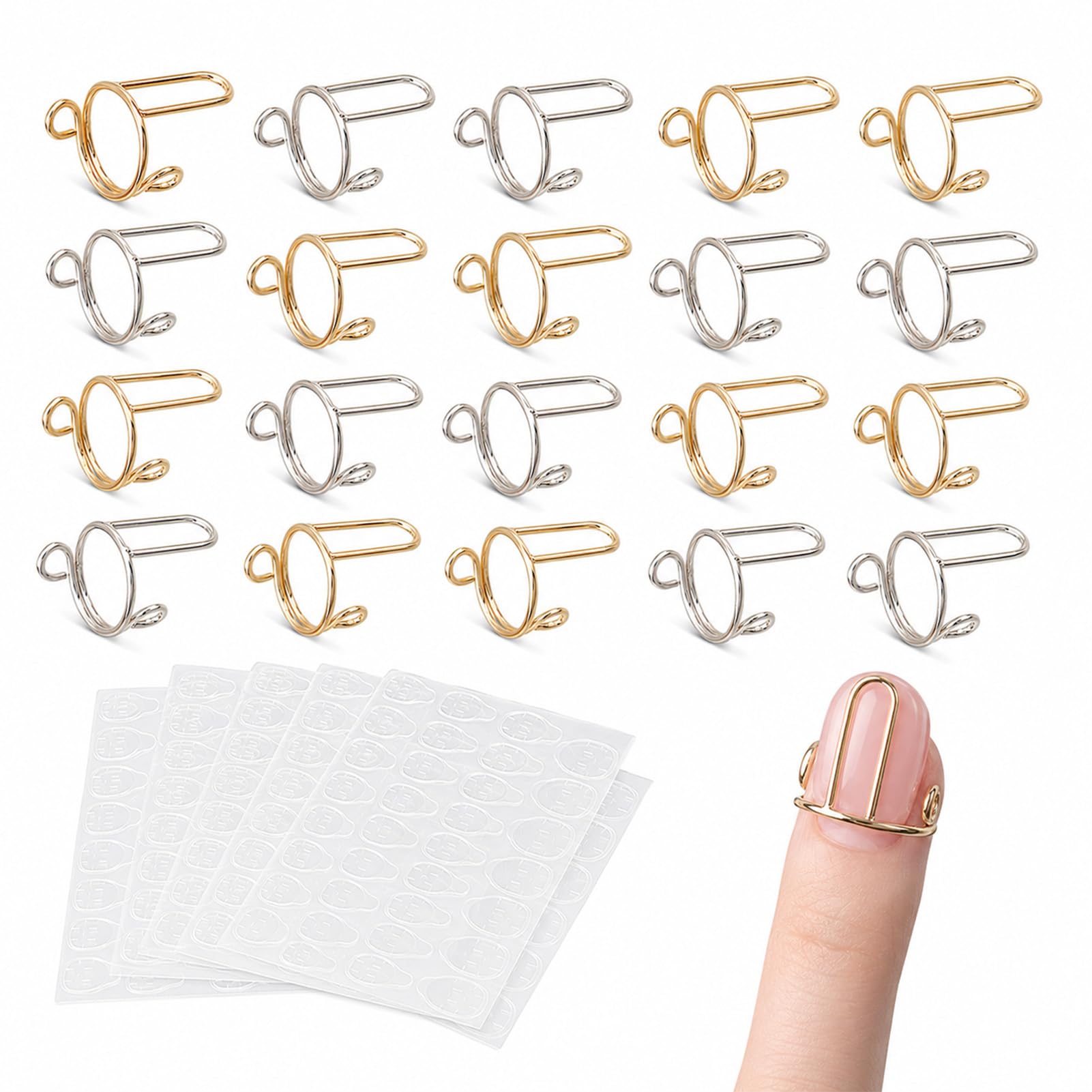 Photo 1 of 20pcs Nail Rings,Wudu Nail Rings,Ring Nails,Nail Rings With Nails Attached,Durability And Longevity,For Acrylic Nail, Non-Tarnish Metal Nails Rings For Women Nail Art Decoration