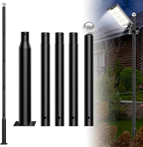 Poste solar de luz de calle de 16.5 pies para estacionamientos, patios, calles, patios traseros, casa al aire libre, postes de calle duraderos y