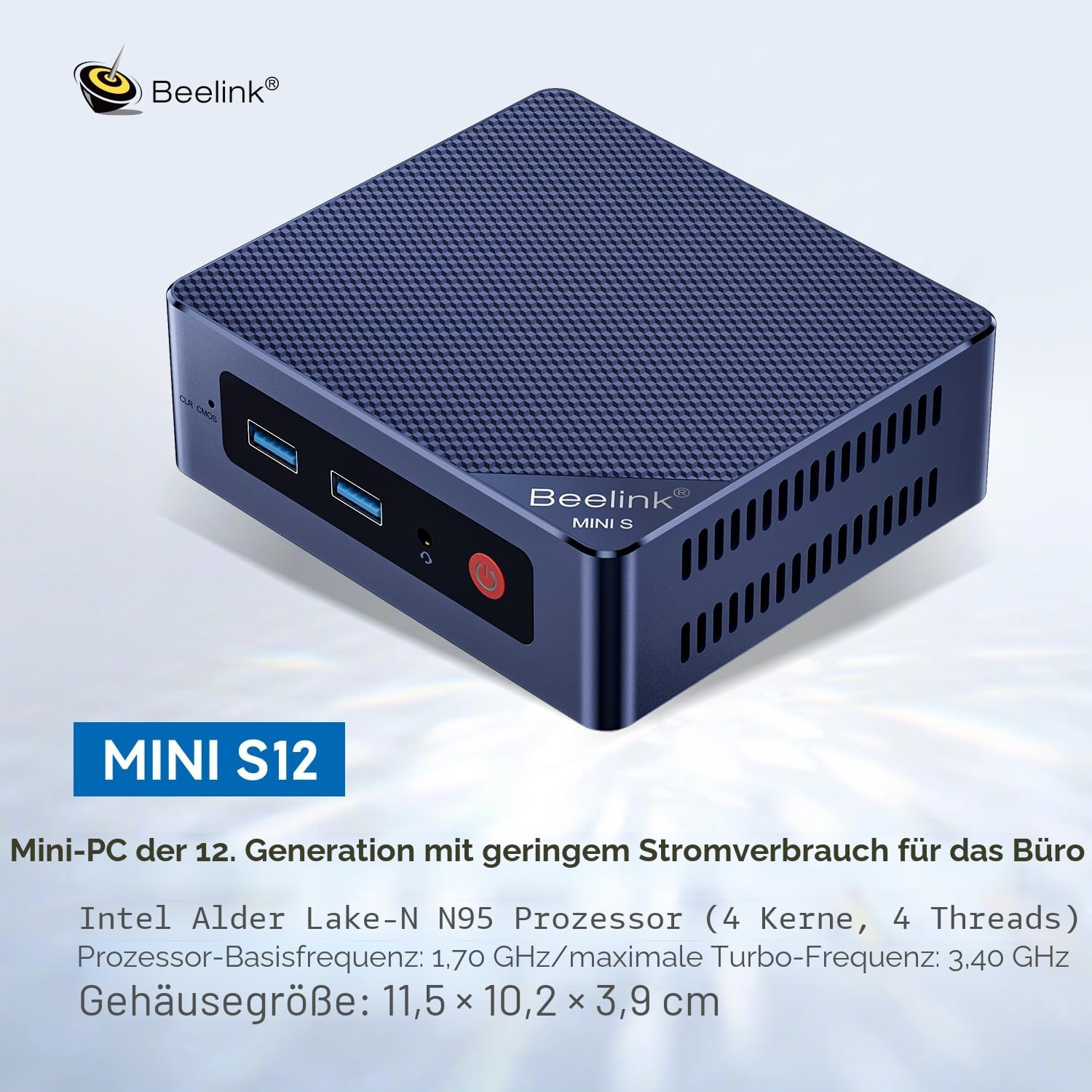 Beelink Mini S13 Mini PC, Intel N150 (4C/4T, bis zu 3.6Ghz), 16G DDR4 500G SSD Mini Computer Windows 11 Home, 4K Dual Display，HDMI/WiFi6/BT5.2/RJ45 für Zuhause/Büro | 4C/4T, bis zu 3,4 GHz, 8 GB RAM, 256 GB SSD, 4K bei 60 Hz, unterstützt bis zu 2 Displays