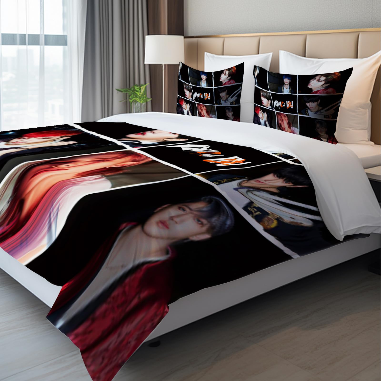 Stay Kids - Set copripiumino per federe, motivo SKZ 3D, copripiumino da 135 x 200 cm e federe da 75 x 50 cm, in morbida microfibra di cotone