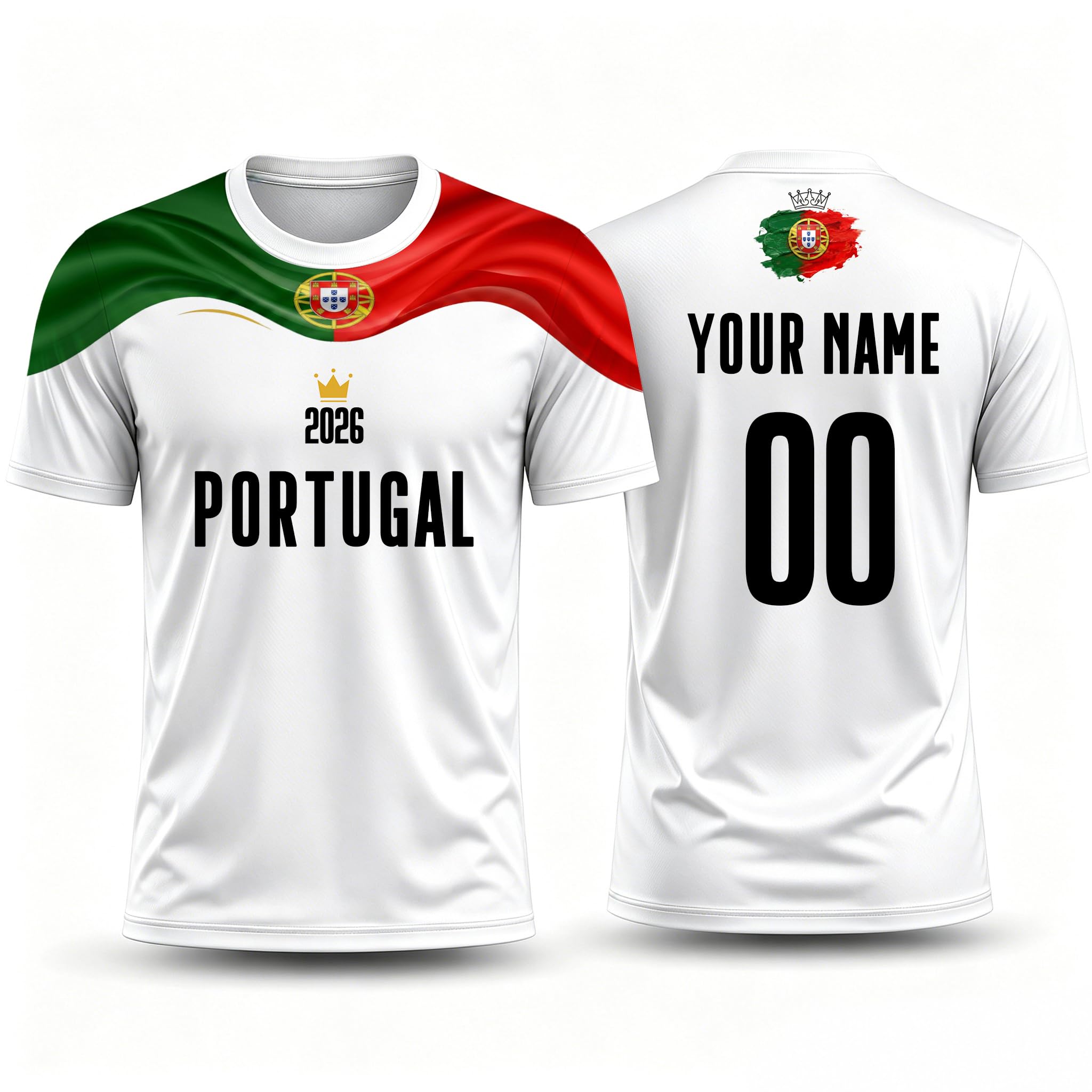 Personalised Football Shirt for World Cup 2026 Fans Kids Men,Custom Name Number Football Jersey Kit-Proud Winning Years & Anticipation for 2026 (Por-tugal)
