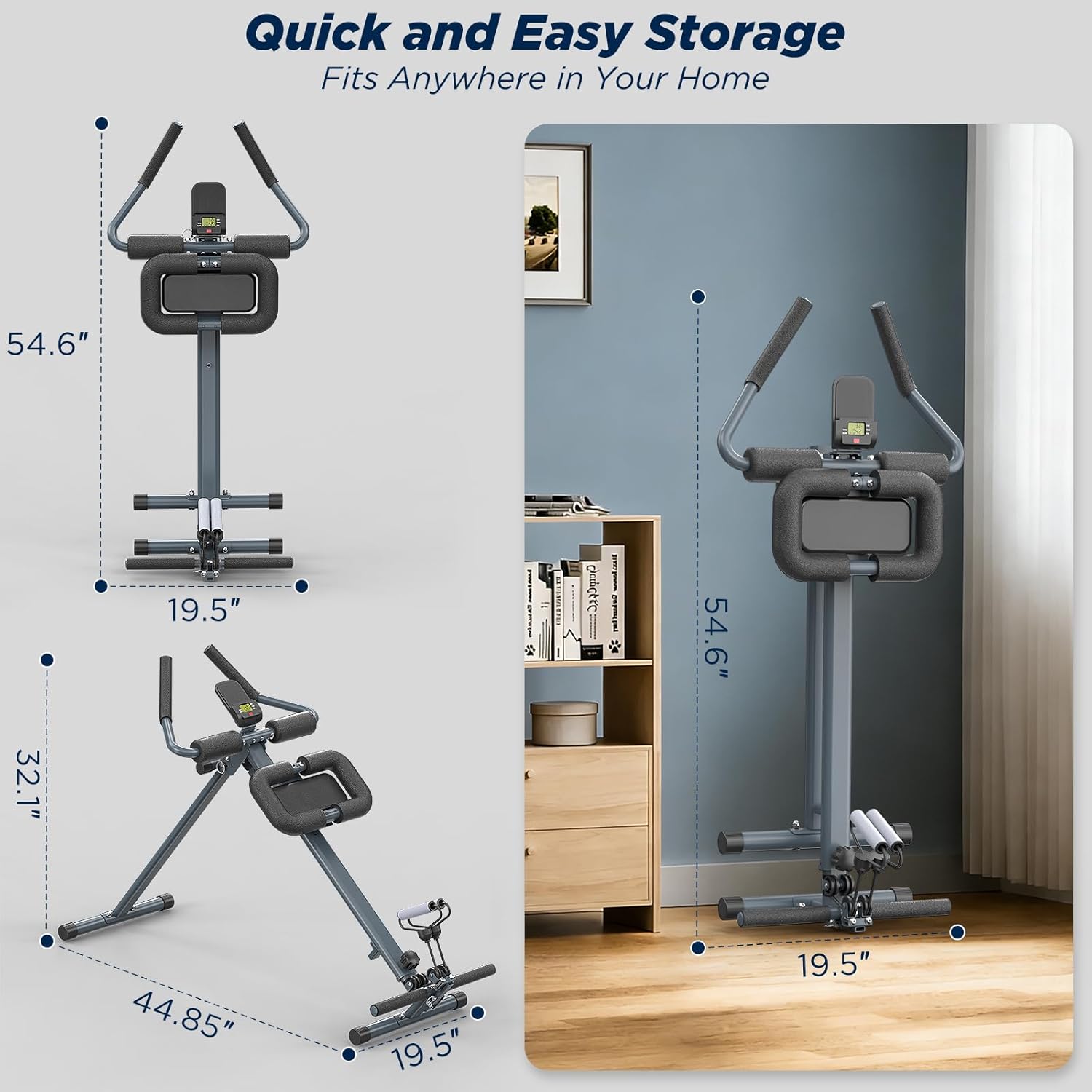 4-in-1 Rowing Machine, Ab Machine – Foldable Full Body Workout Equipment with Resistance Bands for Home Cardio, Strength, and Core Training – Black - Image 8