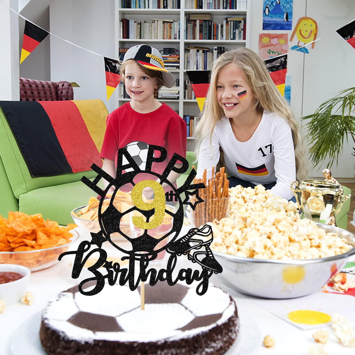 Decorazioni Torta Calcio - 9 Pezzi Topper Giocatori, Porte E Arbitro Per Compleanno - Foto 4