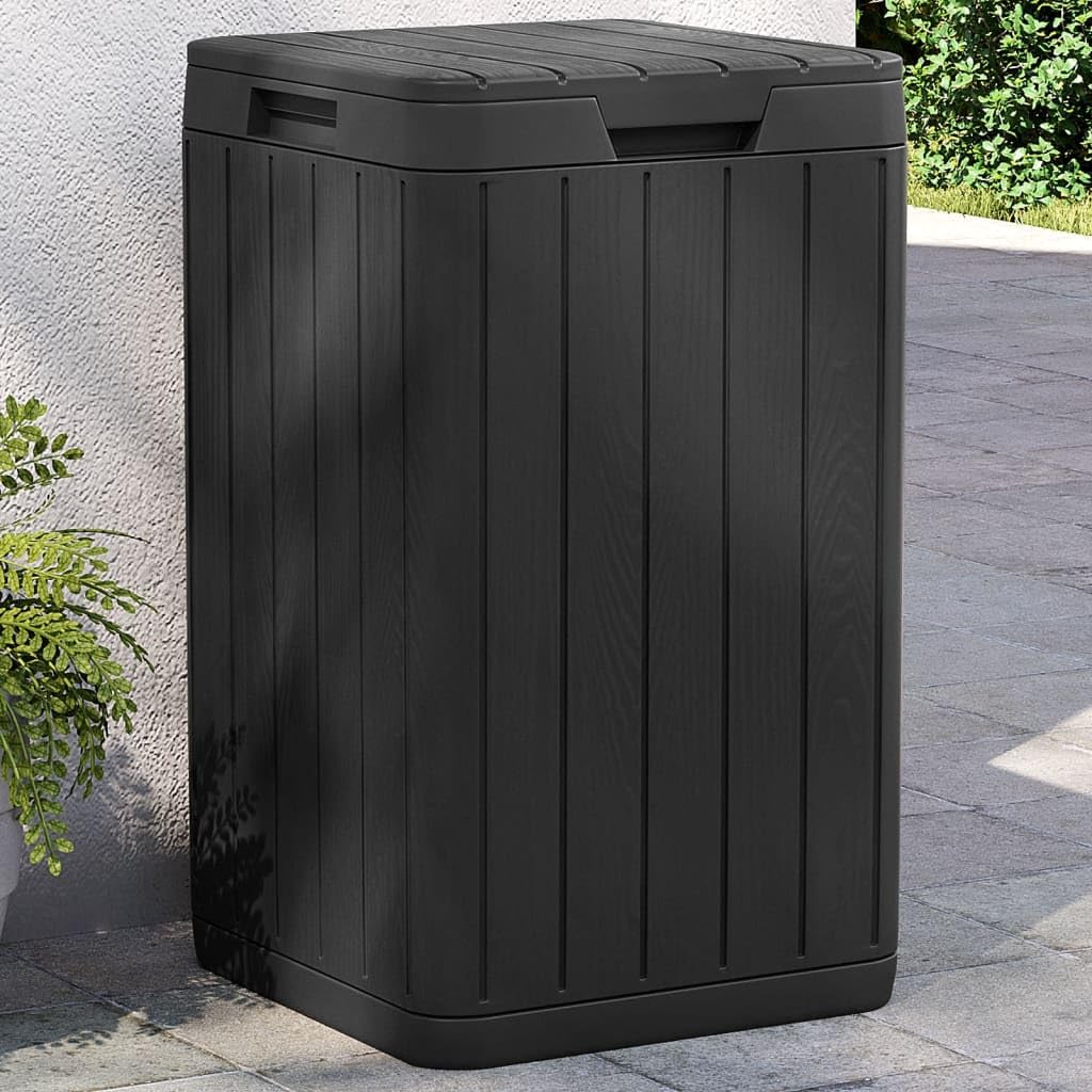 vidaXL Cubo de Basura de Exterior, Cubo Papelera con Tapa, Contenedor de Residuos, Cubo de Basura para Parque Jardín, PP Gris Antracita