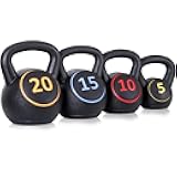ZENY Kettlebell Sets, 4-Piece Kettlebells 5lb, 10lb, 15lb, 20 lb, Kettle Bell Weights for Dumbbel Weights Exercise, Strength Strainging Kettlebells, Home Gym, Full Body Workout Equipment