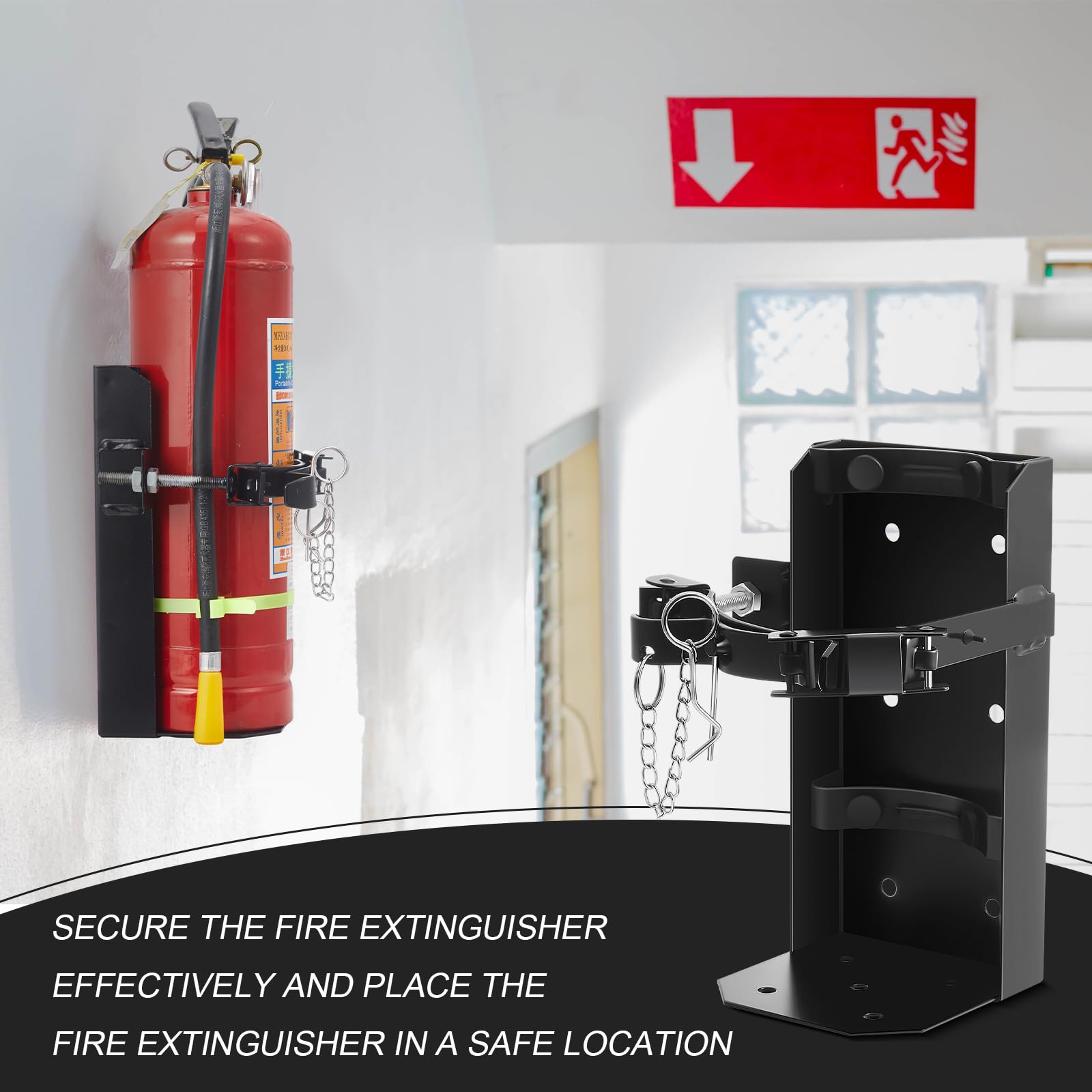 Zonon Soporte de metal resistente para extintor de incendios de 10 libras, soporte de pared para el hogar, coche, camión, mini, pequeño y mediano, diámetro de 5.12 a 5.51 pulgadas, color negro (2