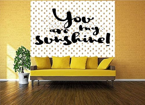 Miniatura 2 de Vinilo de pared de 55.0 x 30.0 in, con inscripción de Sunshine sobre fondo de puntos, diseño retro de texto de sabiduría, impresión de despegar y