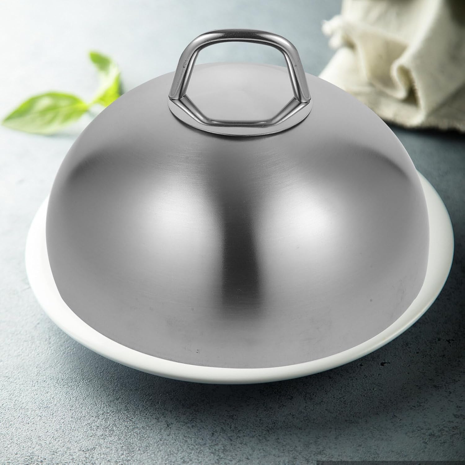 UPKOCH Stainless Steel Food Cover Dome Steak and Griddle Protector for Kitchen and Restaurant Use and Easy to Handle for Keeping Food Warm and Protected