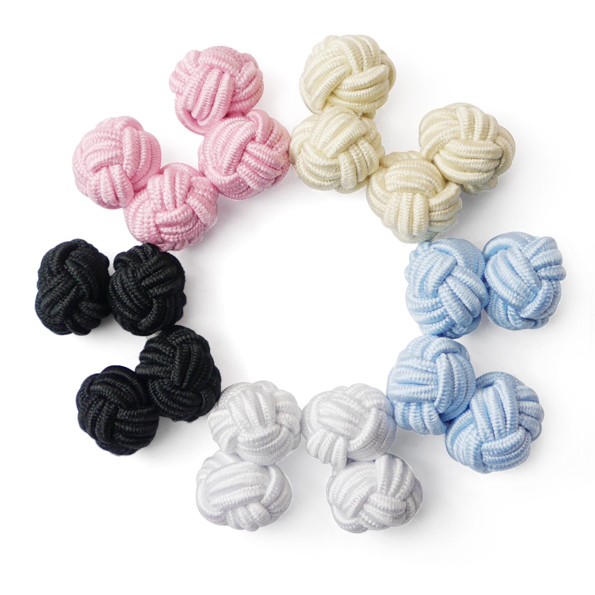 5 Paires Boutons De Manchette Homme - Classiques Ronds 16.3mm Métal Et Satin