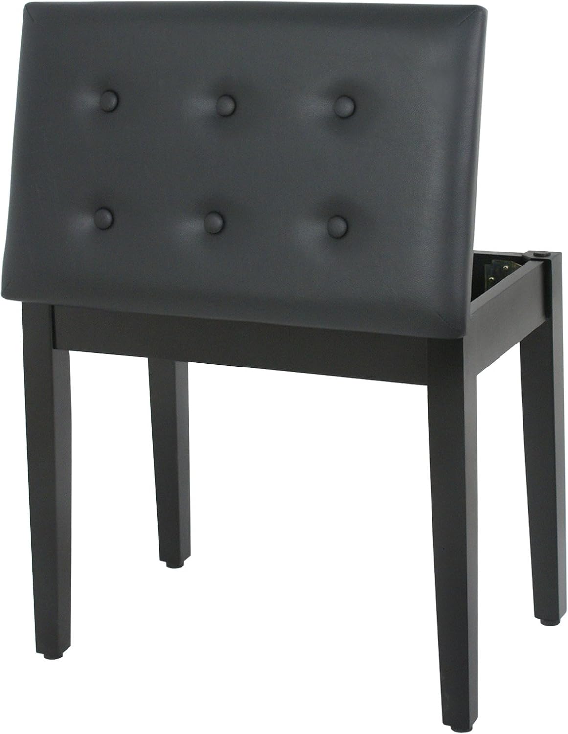 Smartxchoices 22''L Cushion Padded Piano Bench with Storage PU Leather Keyboard Stool Ebony Solid Wooden Seat Black