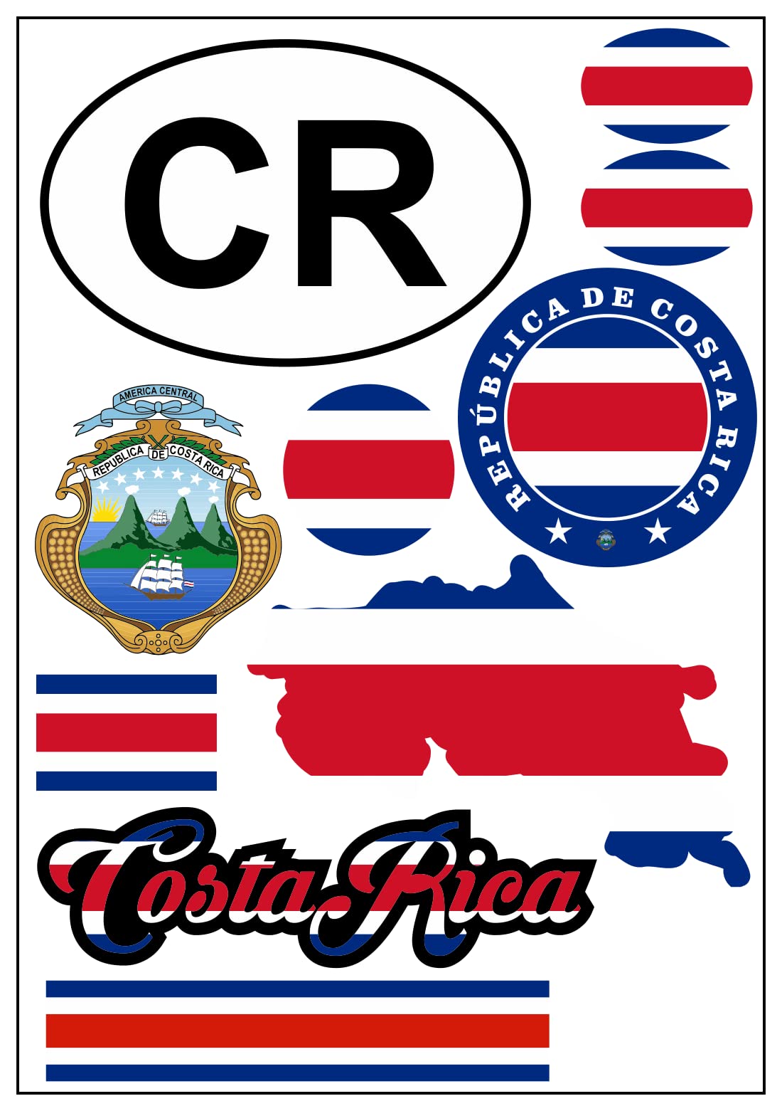 Daged Costa Rica Sticker Card Sticker Sheet – Car Motorcycle Biker Flag Decoration AK