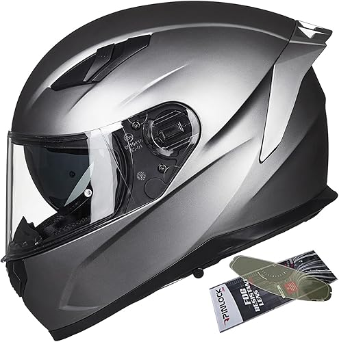ILM Casco integral para motocicleta y moto de nieve con película antiempañante Pinlock doble visera casco para cuatrimoto Motocross para hombres