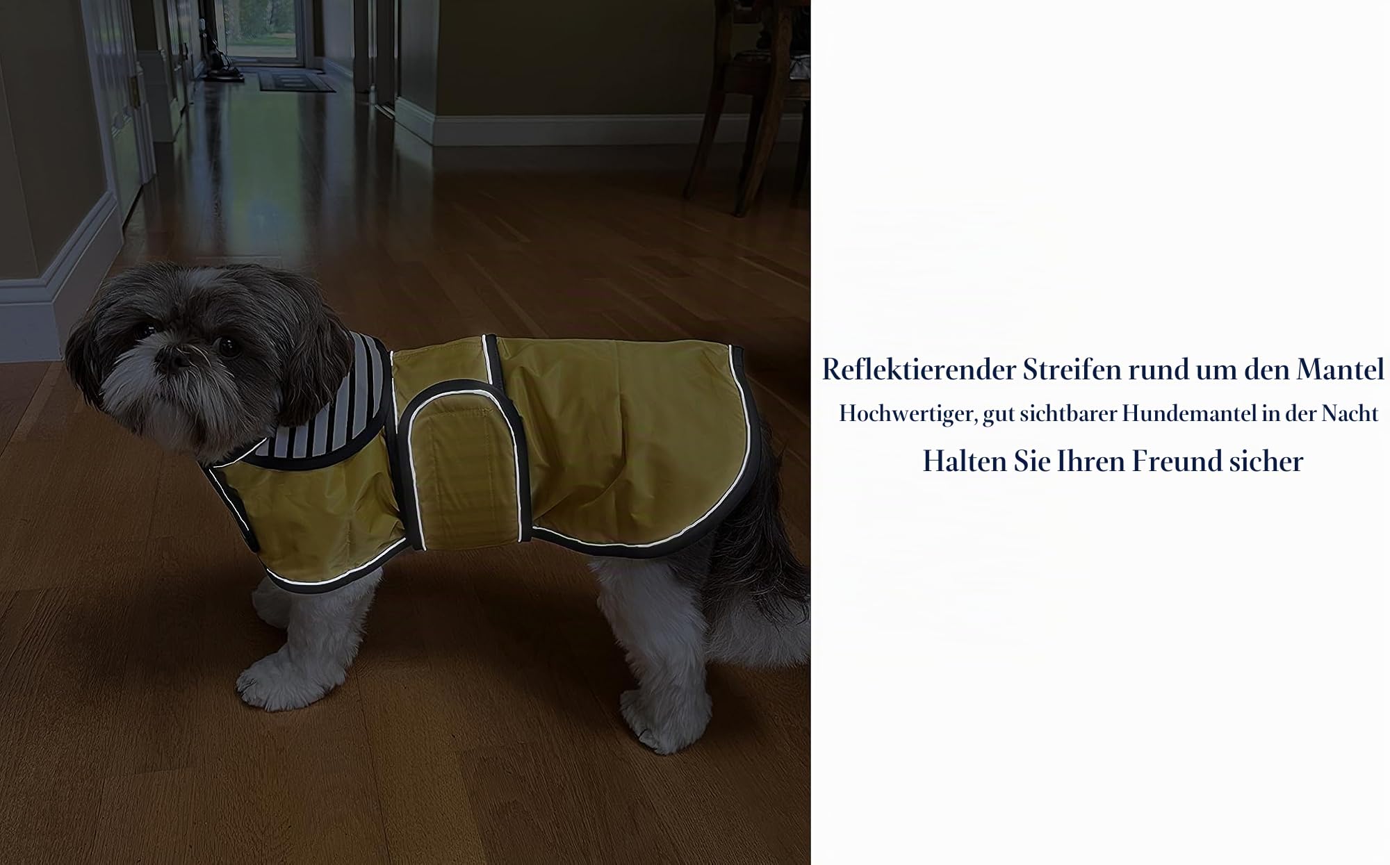 MOREZI Hunderegenmantel mit Reflexstreifen, Regen-/wasserdicht, verstellbare Weste, geeignet für kleine und mittelgroße Hunde wie Dackel-Gelb-M