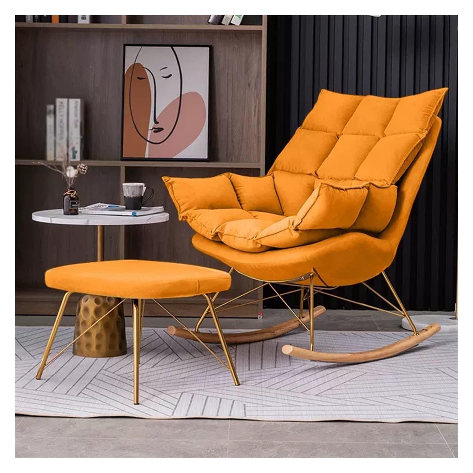 Comfy Rocking Chair with Ottoman Leisure Rocker Glider Chair for