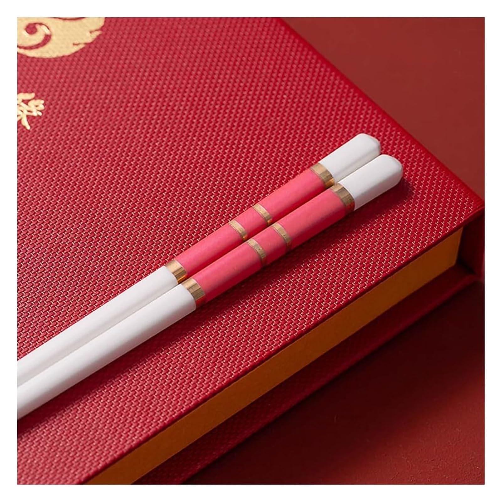 Baguettes en céramique, Coffret cadeau de 10 paires baguettes réutilisables avec étui, antidérapantes en céramique osseuse haute qualité(Q)