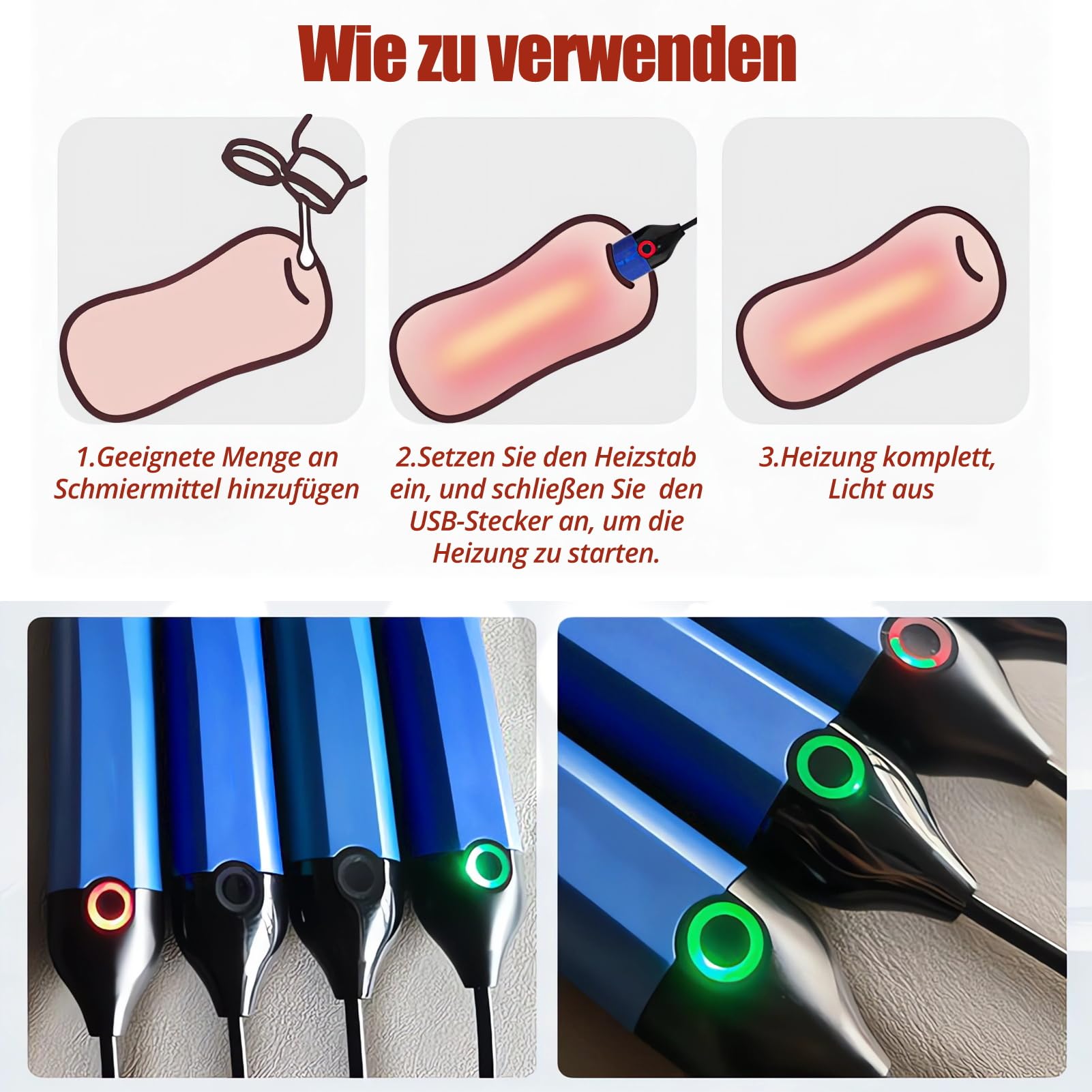 SXOVO Stelo riscaldante elettrico per sex toy e masturbatori elettrici - Riscaldamento rapido, controllo automatico della temperatura con ricarica USB. Ideale per uomini, donne e coppie