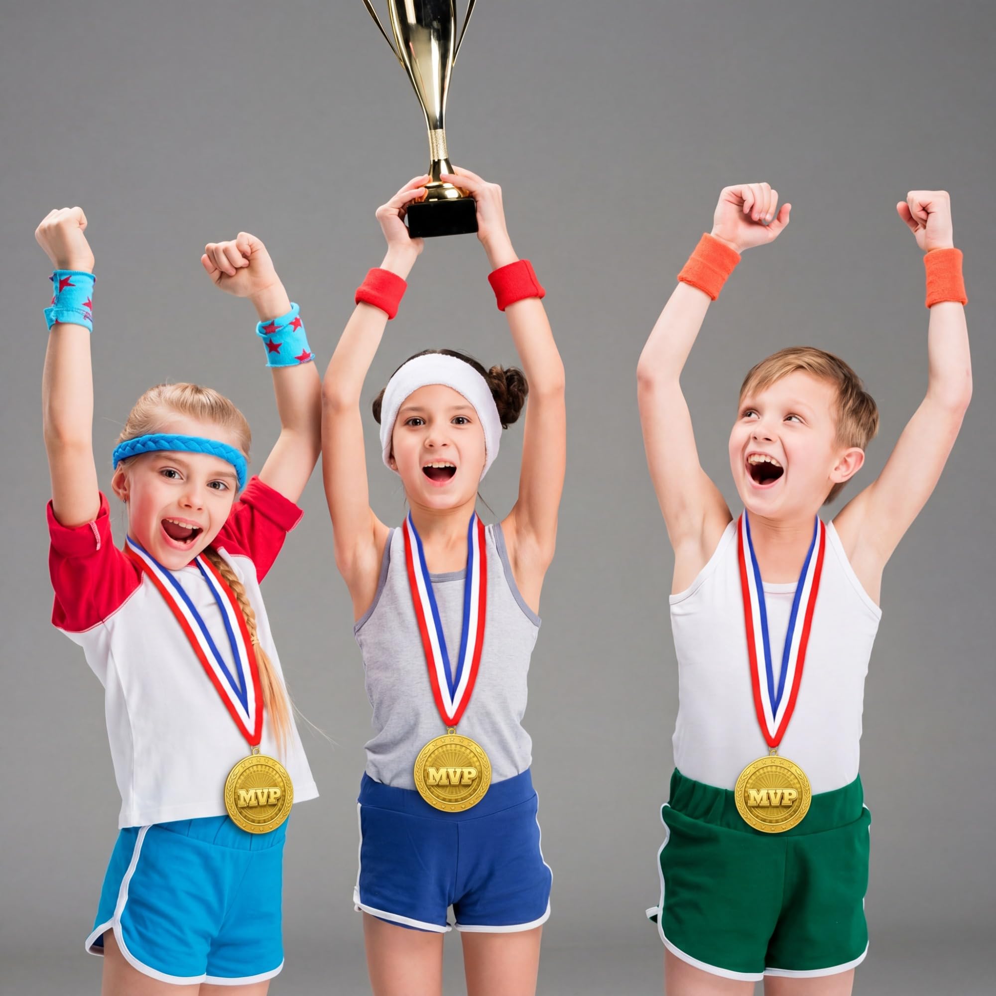 Equsion 36 medallas de premio con cintas para el cuello, premios deportivos dorados, fútbol, voleibol, baloncesto, animadora, béisbol, MVP, dominó, medallas de póquer para fiestas deportivas, trofeos,