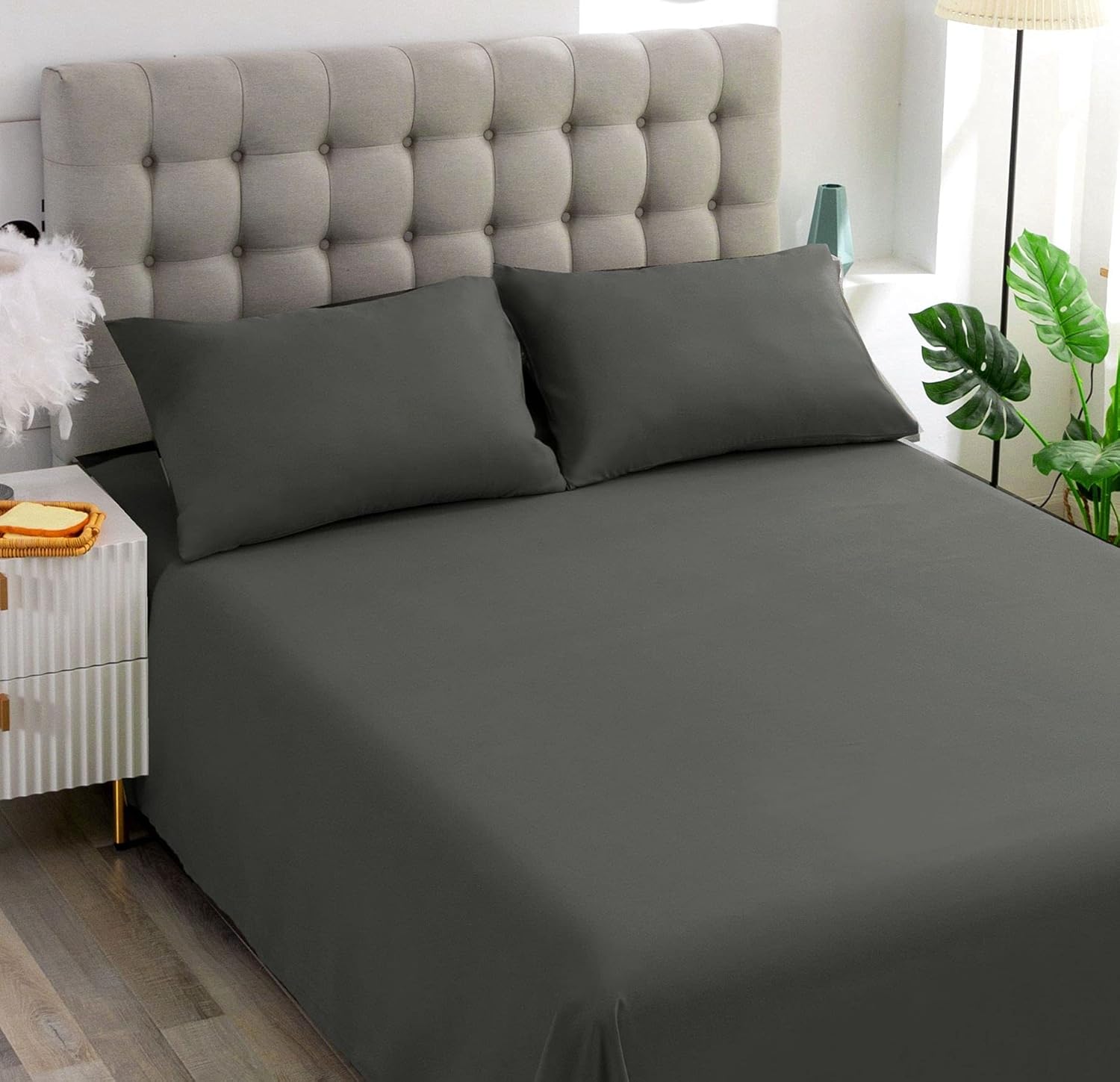 Ghooss Twin Size Flat Sheet Only-1500 Series Luxury Brushed Microfiber Bed Top Sheet,Wrinkle, Fade Resistant-1 Pack-White : Home & Kitchen