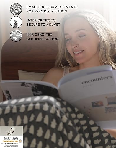 Vista 77 de YnM - Manta con peso para adultos, algodón pesado, perlas de vidrio refrescantes para usar todo el año, ideal para una persona de 240 libras