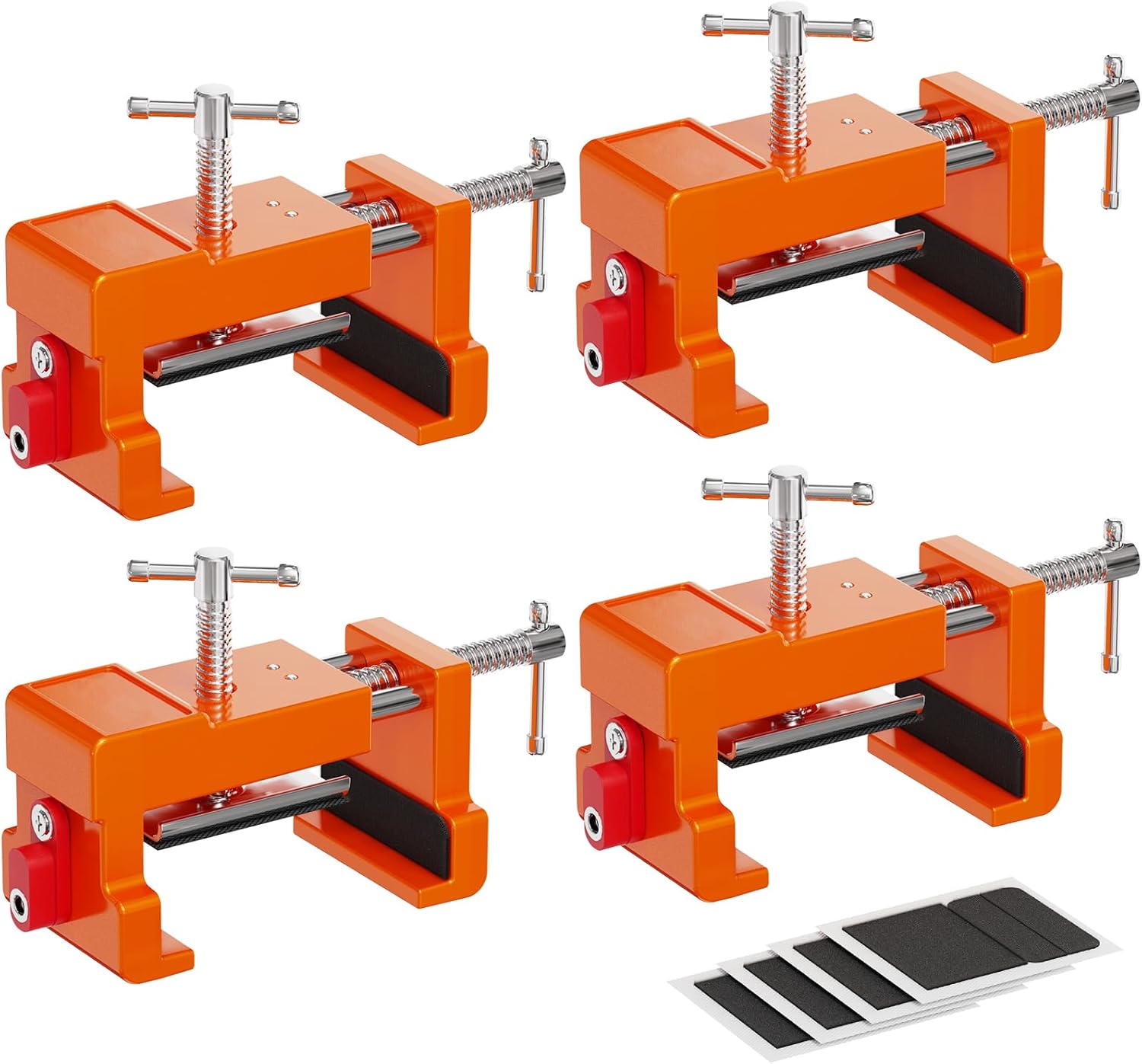 Cabinet Clamps, Cabinet Installation Cabinetry Clamps Face Frame Clamps Tools with Two Side Screws and Alignment Plate, 2 Pack, Up to 440 lbs Load Capacity, Red